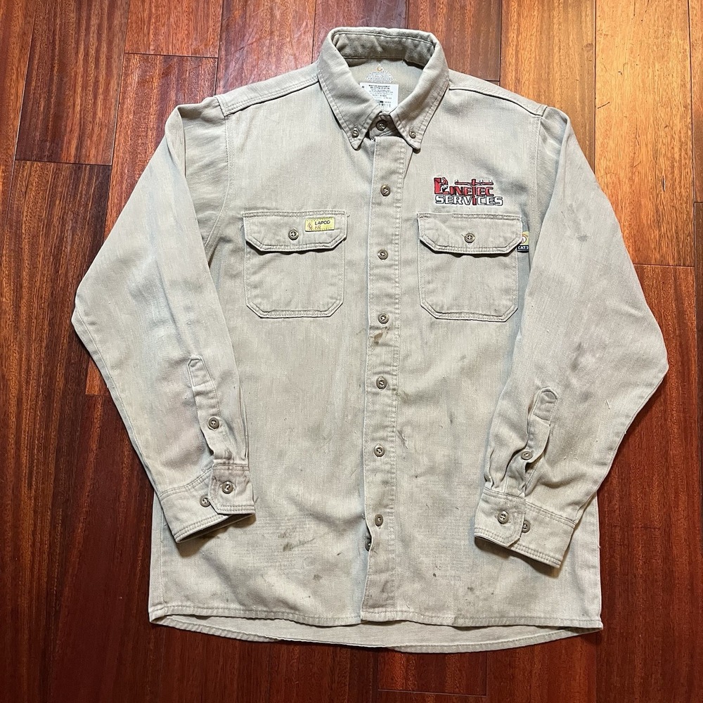 LAPCO FR Shirt Mens SM-REG Tan Moisture Management Mechanic Workwear Flame READ